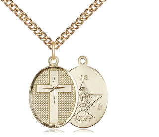 14kt Gold Filled Cross Army Medal | Medium