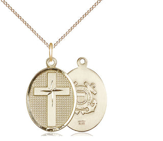 14kt Gold Filled Cross Coast Guard Medal Religious Jewelry