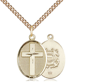 14kt Gold Filled Cross Coast Guard Medal Religious Jewelry
