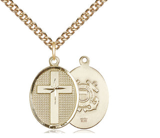14kt Gold Filled Cross Coast Guard Medal | Medium
