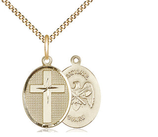 14kt Gold Filled Cross National Guard Medal Religious Jewelry