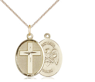 14kt Gold Filled Cross National Guard Medal Religious Jewelry