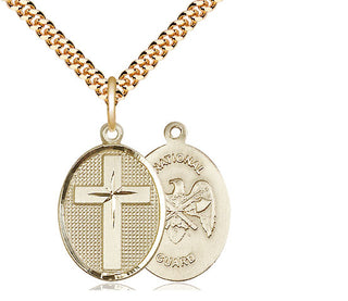 14kt Gold Filled Cross National Guard Medal Religious Jewelry