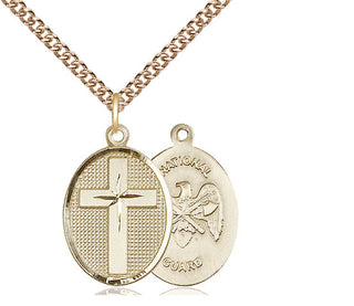 14kt Gold Filled Cross National Guard Medal Religious Jewelry