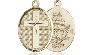 14kt Gold Filled Cross Navy Medal