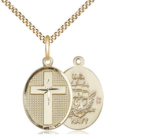 14kt Gold Filled Cross Navy Medal Religious Jewelry