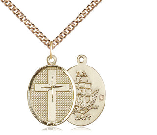 14kt Gold Filled Cross Navy Medal Religious Jewelry