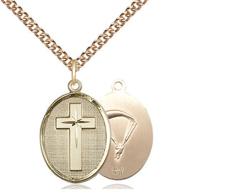 14kt Gold Filled Cross Paratroopers Medal Religious Jewelry