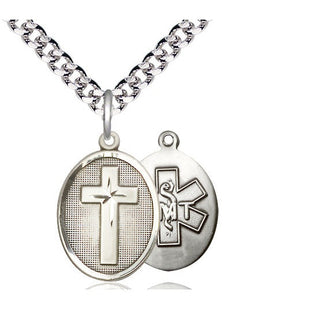 Sterling Silver Cross EMT Medal Religious Jewelry