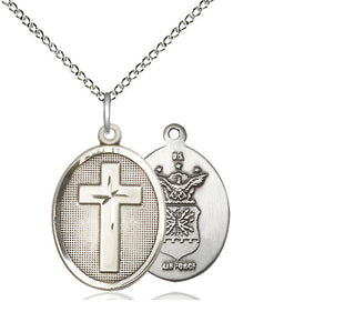 Sterling Silver Cross Air Force Medal Religious Jewelry