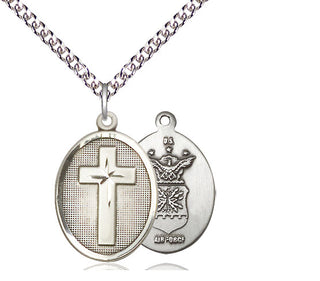 Sterling Silver Cross Air Force Medal Religious Jewelry