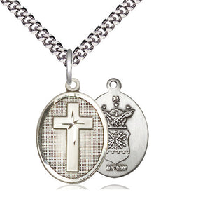 Sterling Silver Cross Air Force Medal Religious Jewelry