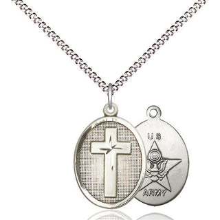 Sterling Silver Cross Army Medal Religious Jewelry