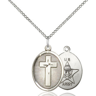 Sterling Silver Cross Army Medal Religious Jewelry