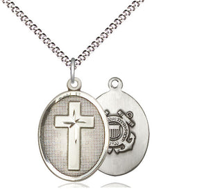 Sterling Silver Cross Coast Guard Medal Religious Jewelry