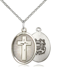 Sterling Silver Cross Coast Guard Medal Religious Jewelry