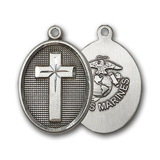 Sterling Silver Cross / Marines Pendant