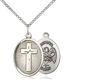 Sterling Silver Cross National Guard Medal Religious Jewelry