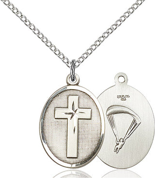 Sterling Silver Cross Paratroopers Medal Religious Jewelry