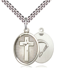 Sterling Silver Cross Paratroopers Medal Religious Jewelry