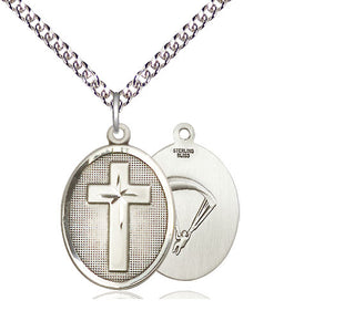 Sterling Silver Cross Paratroopers Medal Religious Jewelry
