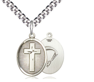 Sterling Silver Cross Paratroopers Medal Religious Jewelry
