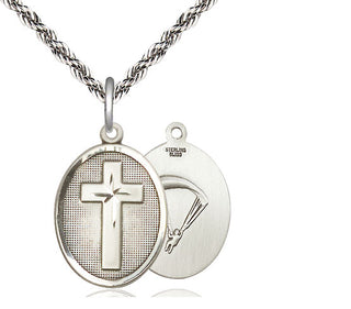 Sterling Silver Cross Paratroopers Medal Religious Jewelry
