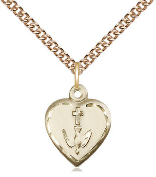 14kt Gold Filled Heart / Confirmation Medal Religious and Catholic Jewelry