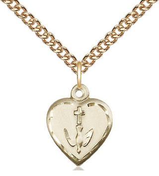 14kt Gold Filled Heart / Confirmation Medal Religious and Catholic Jewelry