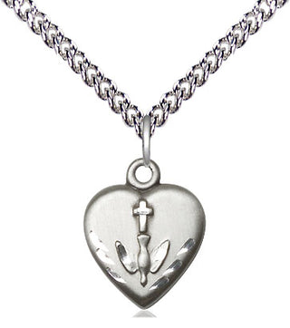 Sterling Silver Heart / Confirmation Medal Religious and Catholic Jewelry