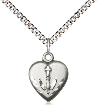 Sterling Silver Heart / Confirmation Medal Religious and Catholic Jewelry