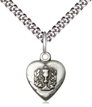 Sterling Silver Heart / Communion Medal Religious and Catholic Jewelry