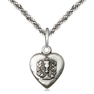 Sterling Silver Heart / Communion Medal Religious and Catholic Jewelry