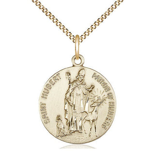 14kt Gold Filled Saint Hubert of Liege Medal Catholic Jewelry