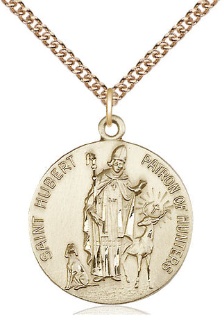 14kt Gold Filled Saint Hubert of Liege Medal Catholic Jewelry