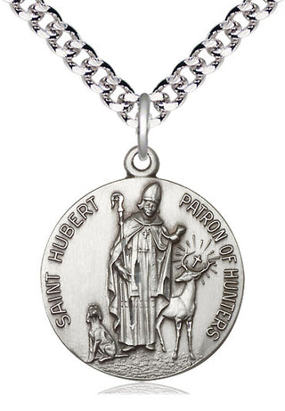 Pewter Saint Hubert of Liege Medal Catholic Jewelry