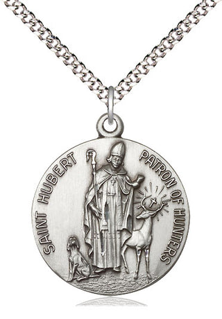 Pewter Saint Hubert of Liege Medal Catholic Jewelry
