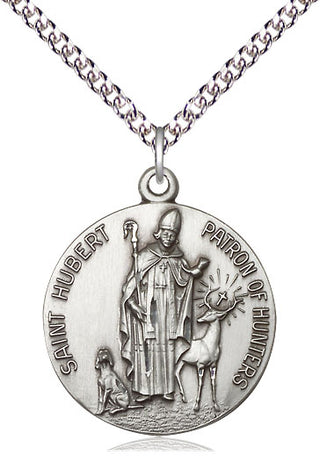 Sterling Silver Saint Hubert of Liege Medal Catholic Jewelry