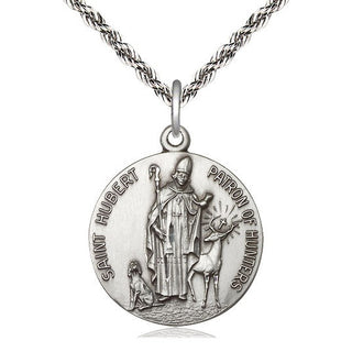 Sterling Silver Saint Hubert of Liege Medal Catholic Jewelry