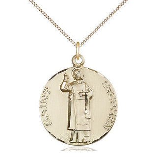 14kt Gold Filled Saint Stephen Medal Catholic Jewelry