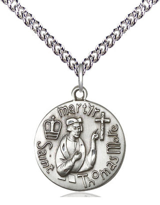 Sterling Silver Saint Thomas More Medal Religious Jewelry