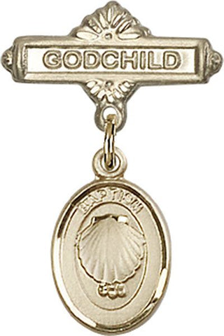 14kt Gold Godchild Baptism Baby Badge