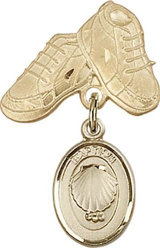 14kt Gold Baby Boots Baptism Baby Badge