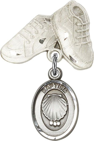 Sterling Silver Baby Boots Baptism Baby Badge