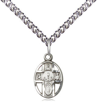 Sterling Silver 5-Way / Chalice Medal Religious and Catholic Jewelry