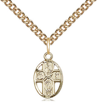 14kt Gold Filled 5-Way Medal Religious and Catholic Jewelry