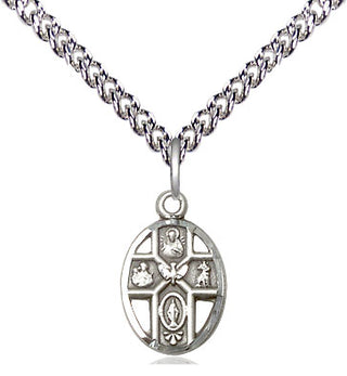 Sterling Silver 5-Way Medal Religious and Catholic Jewelry