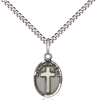 Sterling Silver Friend In Jesus Cross Medal Religious and Catholic Jewelry