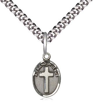 Sterling Silver Friend In Jesus Cross Medal Religious and Catholic Jewelry