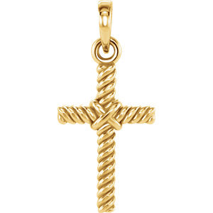 14K Gold 13.5x8.6 MM Rope Cross Pendant